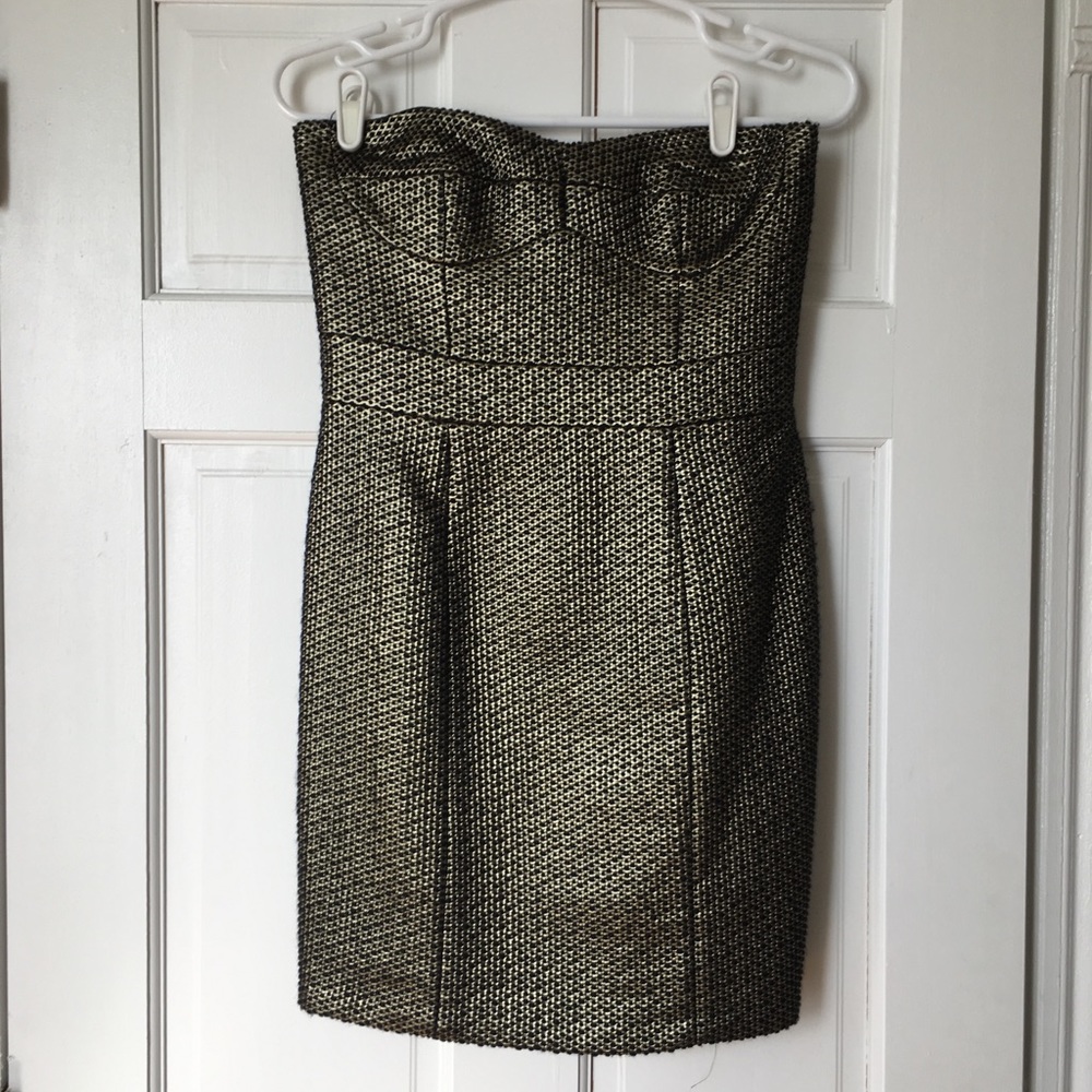 Cynthia Steffe strapless metallic tweed dress